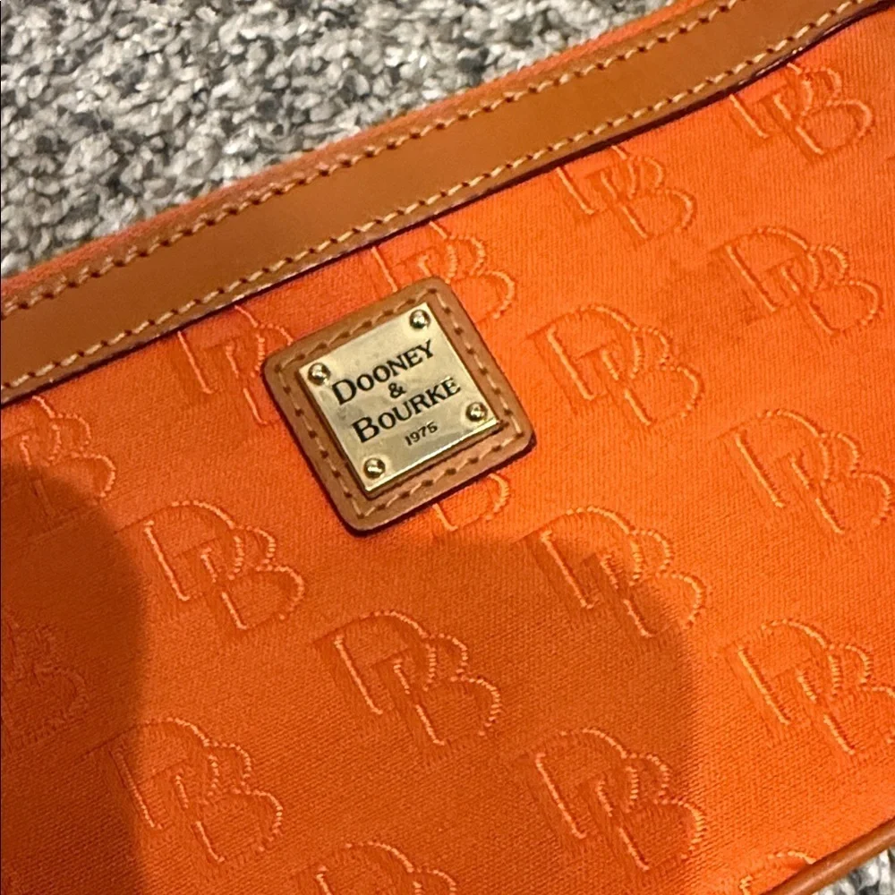 Dooney & Bourke Vibrant Orange Wristlet wallet bag designer purse vintage scarf
